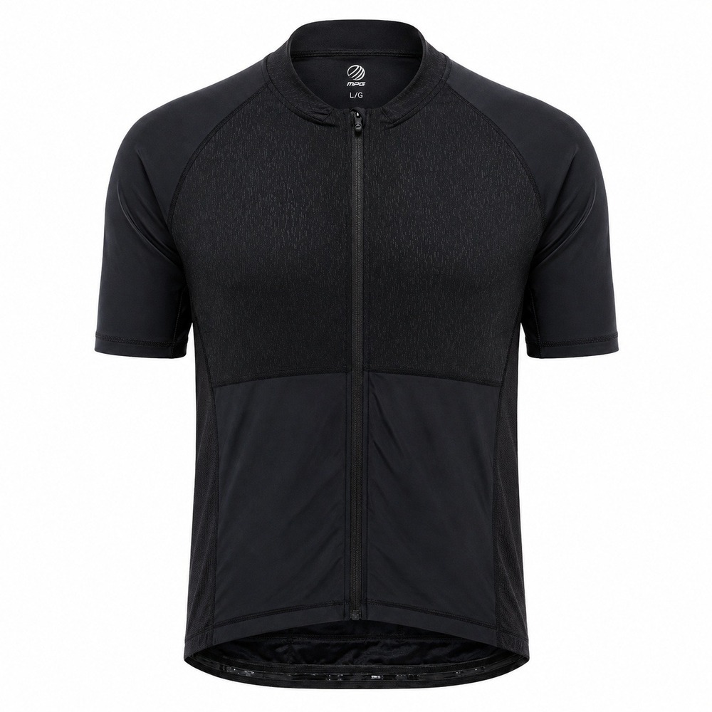 MPG Sport Mens Black Cycling Jersey Short Sleeve Full Zip Bike Top Size Large